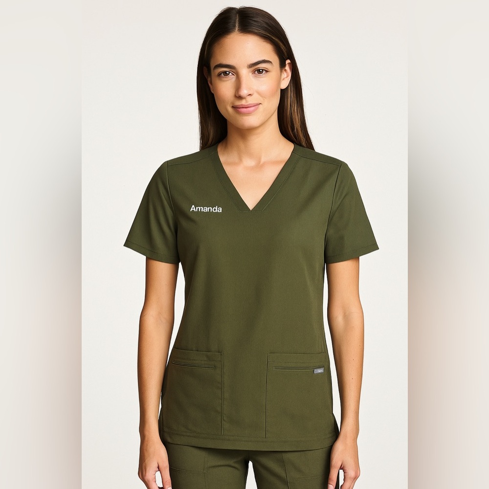Figs Casma Technical Collection Scrub Top Women’s Medium Hunter Green